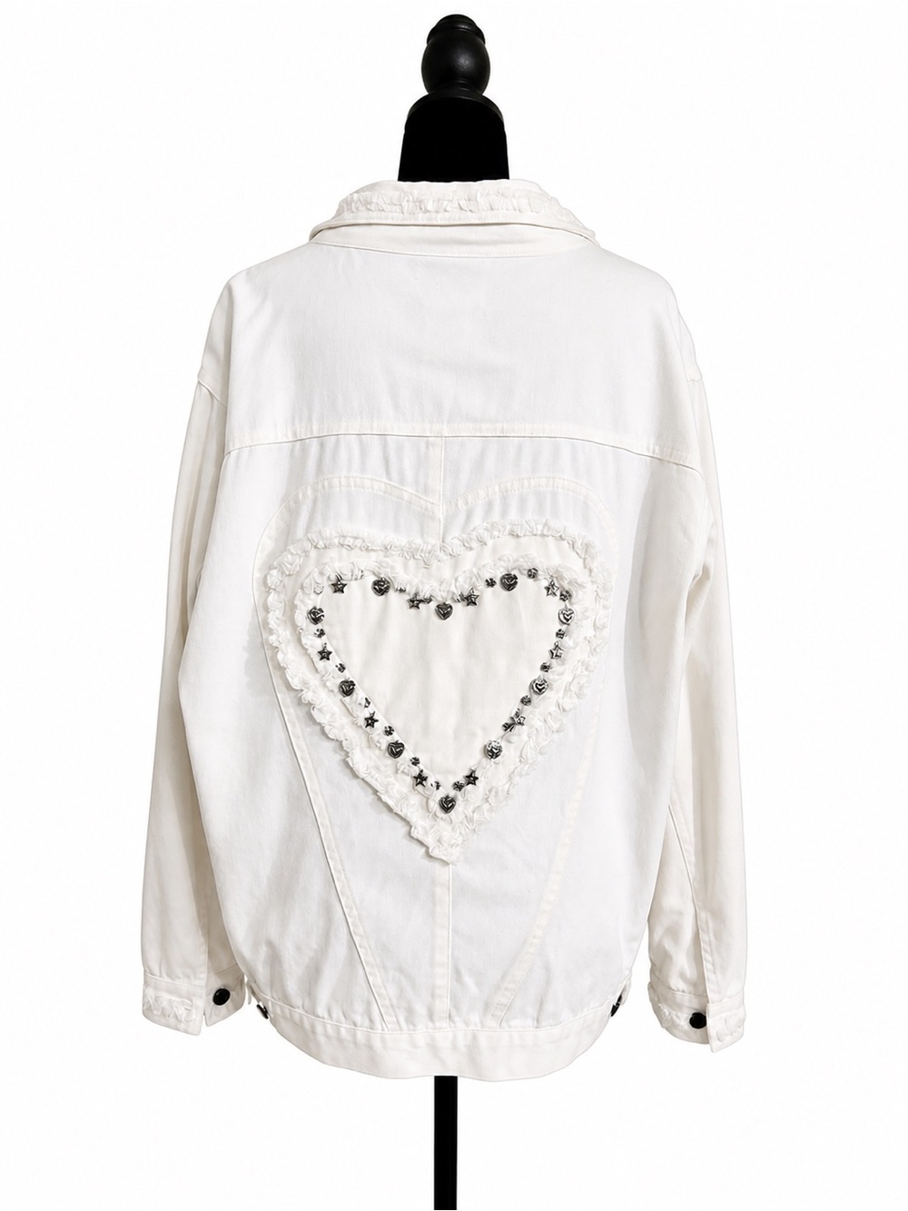 Quacker Factory White Denim Jacket with Heart Appliqué